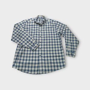 Men's L.L. Bean Blue Plaid Button Up Long Sleeve Shirt Size Large